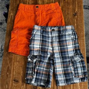 Gymboree Orange Cargo Shorts and Plaid Shorts Set